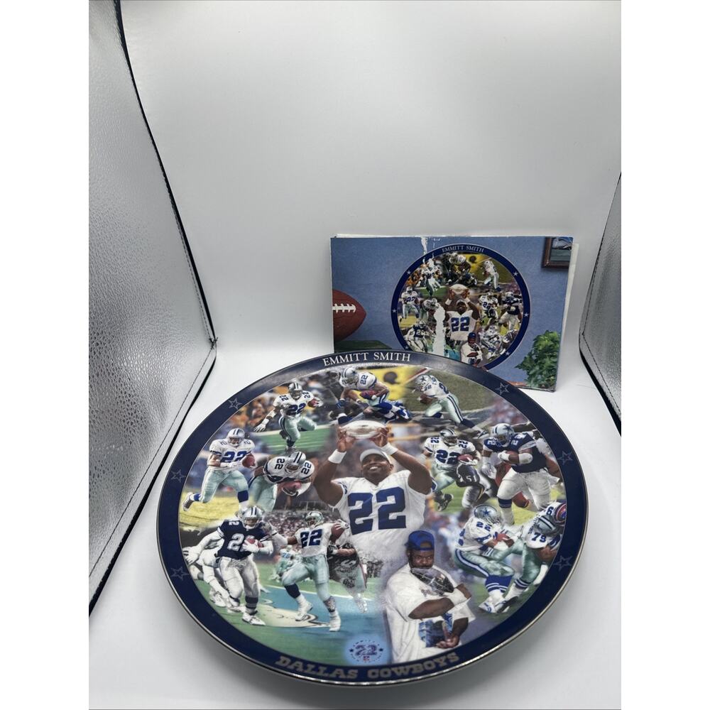 Emmitt Smith career Danbury Mint 12" plate w/stand Dallas Cowboys